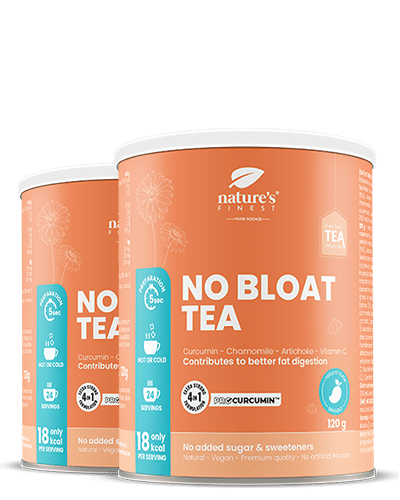 No Bloat Tea 1+1 , Soutien Digestif , Thé Fonctionnel , Réduire Les Ballonnements , Thé Curcumine , Biologique , Végétalien , Thé Artichaut , 240g
