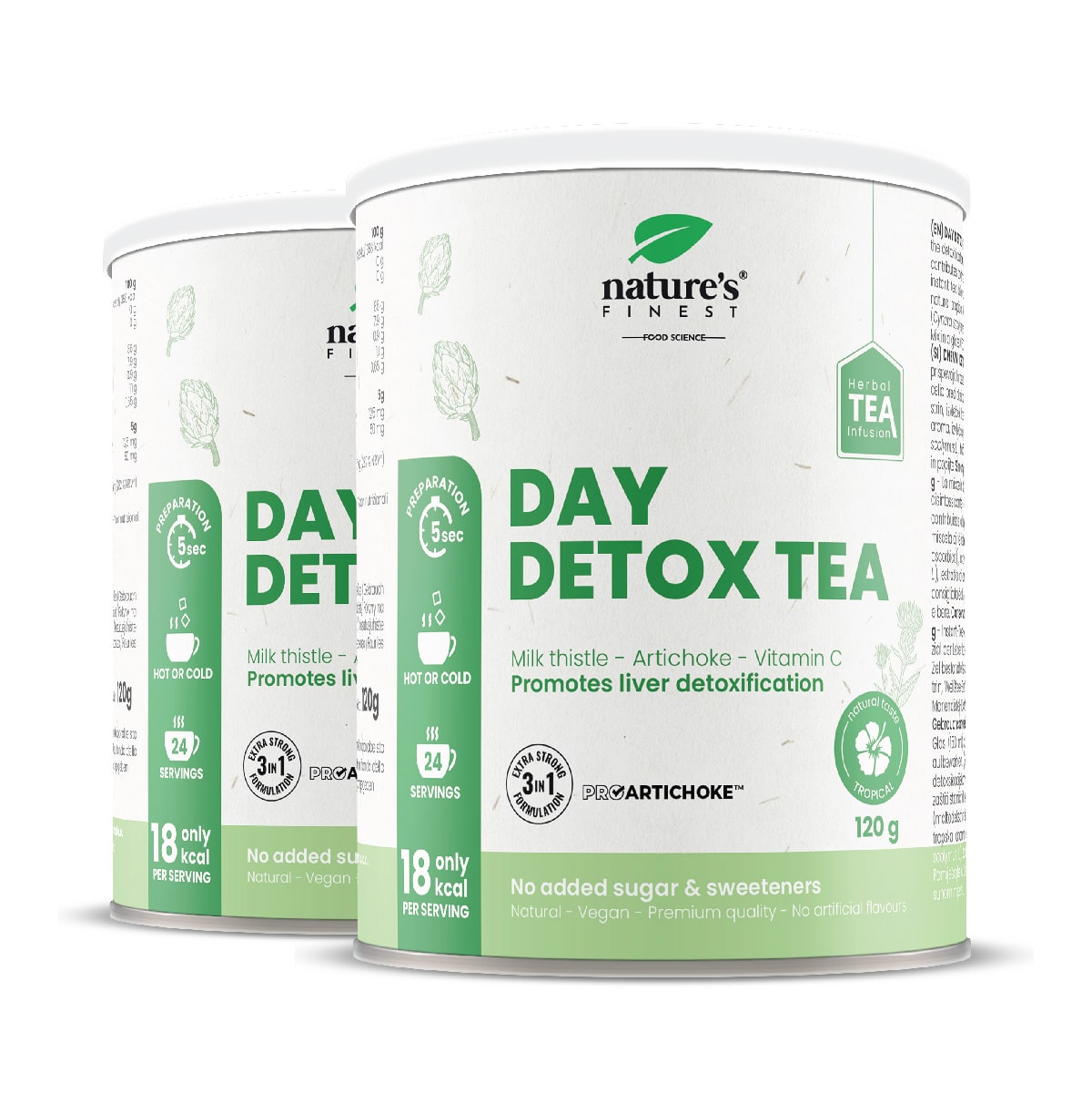 Day Detox Tea 1+1 , Nettoyage énergisant , Thé Pour L'immunité , Thé Anti-stress , Bio , Végan , Thé De Chardon-Marie , Soutien à L'immunité , 240g