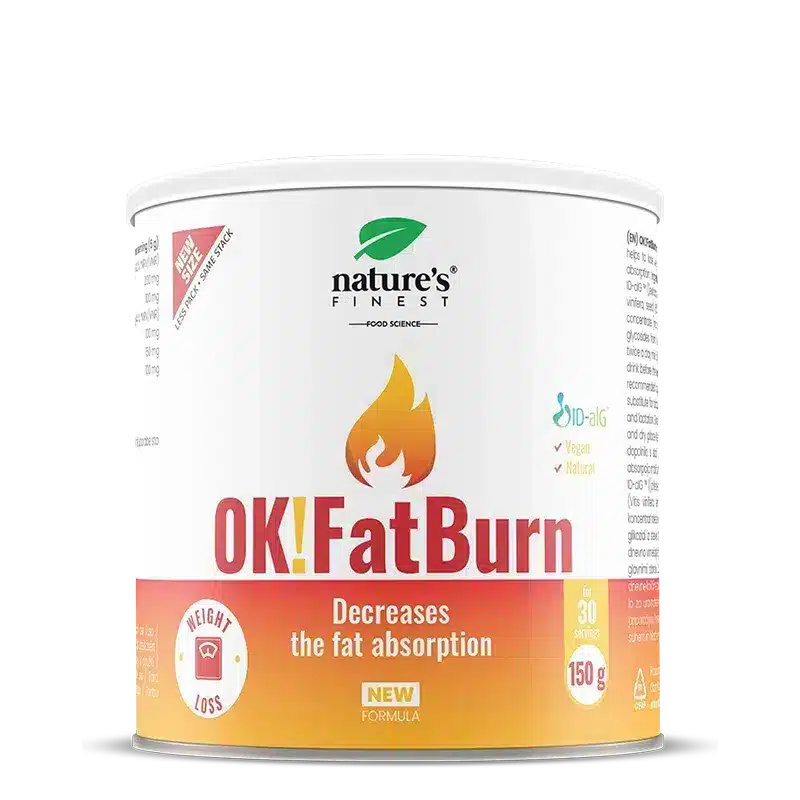 Nature's Finest OK!FatBurn | ID-alG extrait d’algue pour utilisation des glucides et lipides | L‑carnitine, L‑tyrosine + vitamine C pour
